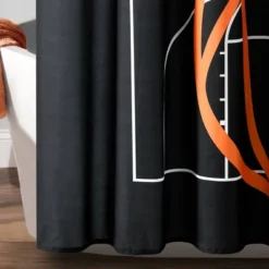 72"x72" Kids' Basketball Game Shower Curtain Black/Orange - Lush Décor -Baxton Studio Store GUEST a98a7483 28b7 47e6 824f 5bec5313d991