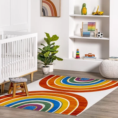 NuLOOM Classic Double Rainbow Machine Washable Kids Area Rug 3 NuLOOM Classic Double Rainbow Machine Washable Kids Area Rug