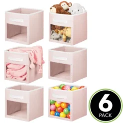 MDesign Kids Fabric Closet Storage Organizer Cube Bin Box