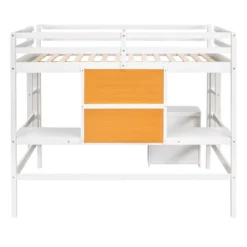 Wooden Loft Bed With Desk, Writing Board And 2 Drawers Cabinet - ModernLuxe -Baxton Studio Store GUEST ab7790c0 6819 4c9c ae41 2c0af7a9d1e2