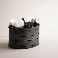 Galvanized Metal Utensil Caddy - Foreside Home & Garden -Baxton Studio Store GUEST acc4bb87 0bb0 4084 94ec 8647fc68d94e