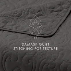 Quilted Coverlet And Shams Set Damask Square Herringbone Pattern - Becky Cameron -Baxton Studio Store GUEST acf03da8 bbfc 4cf6 952b 019d9bc8048e