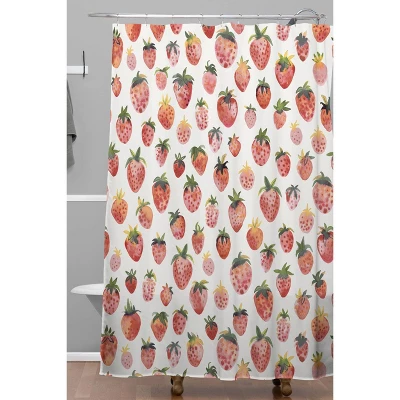 Ninola Design Strawberries Countryside Summer Shower Curtain Red - Deny Designs 3 Ninola Design Strawberries Countryside Summer Shower Curtain Red - Deny Designs