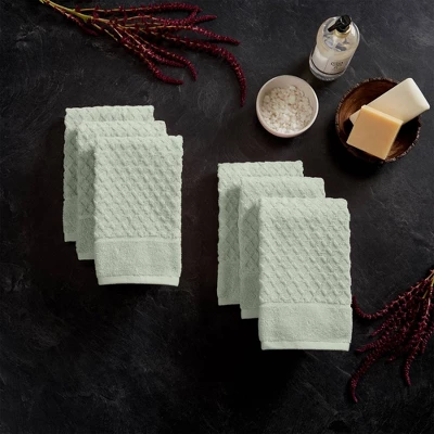 6pc Cotton Diamond Textured Hand Towel Set - Isla Jade 13 6pc Cotton Diamond Textured Hand Towel Set - Isla Jade - Image 11