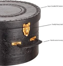 Creative Scents Round Hat Box Container With Gold Locking Lid And Sturdy Handle -Baxton Studio Store GUEST af402c9e 840c 4f0d bab2 6260fcd0addc