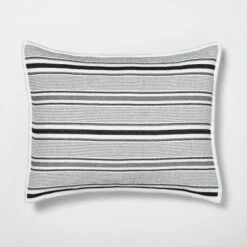 Textured Stripe Pillow Sham Dark Gray/Cream - Hearth & Hand With Magnolia -Baxton Studio Store GUEST b0608181 3b6d 4688 8af4 76eb9e213a88