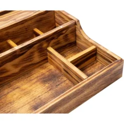 Mind Reader Nightstand Valet Tray, Phone Watch Holder, Bedroom Desk Organizer, Cosmetic Accessory Storage, Jewelry Box With 7 Compartments, Burnt Wood, Brown -Baxton Studio Store GUEST b069e93a 0fe7 48ce 94ec 0b659f57a2be