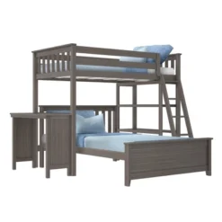 Max & Lily L-Shaped Twin Over Full Bunk Bed With Bookcase And Desk -Baxton Studio Store GUEST b0a00182 783e 4fb1 ac69 e1f033d812d1