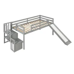 Twin Size Loft Bed With Staircase, Safety Guardrails And Slide-ModernLuxe -Baxton Studio Store GUEST b0d023c4 3bcd 4cbd 8f8e d0501055823e