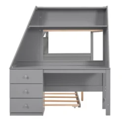 Twin Over Full Bunk Bed With Trundle, Built-in Desk, Three Storage Drawers And Shelf-ModernLuxe 17 Twin Over Full Bunk Bed With Trundle, Built-in Desk, Three Storage Drawers And Shelf-ModernLuxe -Baxton Studio Store GUEST b283f280 55b8 41ac 87ef 25eefac7c032