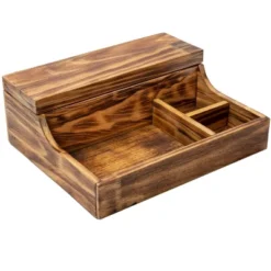 Mind Reader Nightstand Valet Tray, Phone Watch Holder, Bedroom Desk Organizer, Cosmetic Accessory Storage, Jewelry Box With 7 Compartments, Burnt Wood, Brown -Baxton Studio Store GUEST b3f982e7 404e 4fcc 922d a05ff4ffa0bf