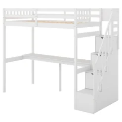 Twin Size Loft Bed With Storage Staircase And Built-in Desk-ModernLuxe -Baxton Studio Store GUEST b450d77c 6546 48ad a983 c317c90f9f59