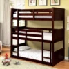 HOMES: Inside + Out Triple Twin Kids' Reece Bunk Bed Dark Walnut - IoHOMES -Baxton Studio Store GUEST b4514723 9aa2 4c9a 94c8 0b17f01a7e09