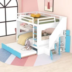 Full Over Full Bunk Bed With Trundle, Stairs, Ladders And Storage Cabinet-ModernLuxe -Baxton Studio Store GUEST b522b930 ba80 436c 8ecc 7831bebad229