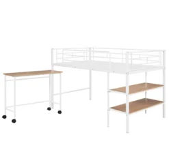 Twin Size Metal Loft Bed With Desk And Shelves - ModernLuxe -Baxton Studio Store GUEST b6f07ce8 6ce9 4987 b5cc 9b14cbf3f34c