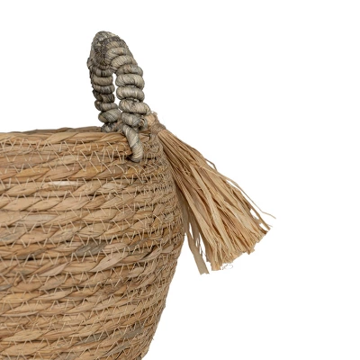 Brown Basket Woven Seagrass & Corn Husk By Foreside Home & Garden 6 Brown Basket Woven Seagrass & Corn Husk By Foreside Home & Garden - Image 4