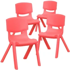 Emma And Oliver 4 Pack Plastic Stack School Chair With 12" Seat Height - Kids Chair -Baxton Studio Store GUEST b9492034 9990 4a1e 86e5 ff25fdd84121