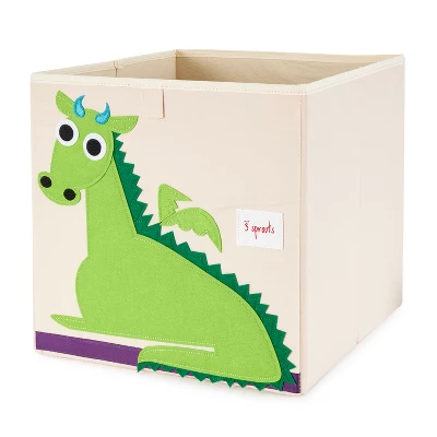 3 Sprouts Kids Childrens 13 Inch Square Felt Foldable Storage Cube Bin With Green Dragon And Blue Peacock Fabric Storage Cube Bin 4 3 Sprouts Kids Childrens 13 Inch Square Felt Foldable Storage Cube Bin With Green Dragon And Blue Peacock Fabric Storage Cube Bin - Image 2