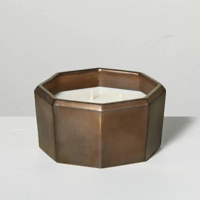 Octagonal Ceramic Cashmere & Suede Fall Jar Candle Metallic Bronze - Hearth & Hand™ With Magnolia 7 Octagonal Ceramic Cashmere & Suede Fall Jar Candle Metallic Bronze - Hearth & Hand™ With Magnolia - Image 5