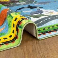 KC CUBS Boy & Girl Kids Animal Safari Car Vehicle Traffic Road Educational Learning & Game Play Nursery Bedroom Classroom Rug Carpet -Baxton Studio Store GUEST be05db02 ff9f 4549 98da c588a4a564ca