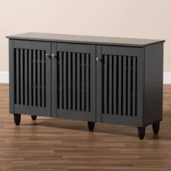 3 Door Fernanda Wooden Entryway Shoe Storage Wide Cabinet Gray - Baxton Studio -Baxton Studio Store GUEST becf8142 9b51 4543 b2fc 34ed04a012a5