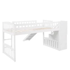 Twin Size Loft Bed With Two Drawers And Slides - ModernLuxe -Baxton Studio Store GUEST bf3c1134 8cb1 40e7 bb8a 6025c09891d7