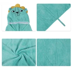 Unique Bargains Soft Absorbent Coral Fleece Hooded Towel For Bathroom Classic Design 53"x31" Light Green 1 Pc -Baxton Studio Store GUEST bfbf95c2 a905 450c bf06 c4032f1570f5