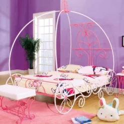 Twin Heaton Princess Carriage Canopy Kids' Bed - MiBasics -Baxton Studio Store GUEST c0090d6e 97d0 4e4c 82b8 937326ff2f08