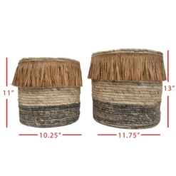 Set Of 2 Natural Woven Natural Corn Husk & Faux Raffia Basket - Foreside Home & Garden -Baxton Studio Store GUEST c032937b 73cd 4991 85c1 d5ac50217a1d