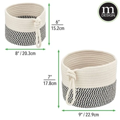 MDesign Woven Cotton Rope Bathroom Basket With Tie Handle, Set Of 2 4 MDesign Woven Cotton Rope Bathroom Basket With Tie Handle, Set Of 2 - Image 2
