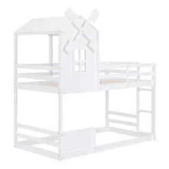 Twin Over Twin Bunk Bed With Roof, Window, Guardrails And Ladder - ModernLuxe 15 Twin Over Twin Bunk Bed With Roof, Window, Guardrails And Ladder - ModernLuxe -Baxton Studio Store GUEST c08b1bcf efa8 4446 8964 959872628796