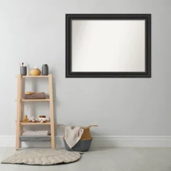 44" X 33" Non-Beveled Ridge Black Bathroom Wall Mirror - Amanti Art 15 44" X 33" Non-Beveled Ridge Black Bathroom Wall Mirror - Amanti Art -Baxton Studio Store GUEST c1a6a3db 9b48 47b5 bb3e de4dc851cd79
