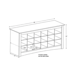 18 Pair Shoe Storage Cubbie Bench - Prepac -Baxton Studio Store GUEST c20055ed ea03 46af 8527 8208ed9d2877