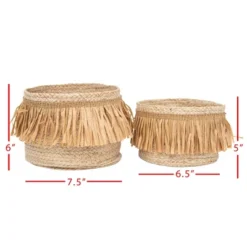 Set Of 2 Natural Woven Natural Seagrass & Faux Raffia Basket - Foreside Home & Garden -Baxton Studio Store GUEST c287be9f 38b3 4178 a6d0 404efdc7b5e4