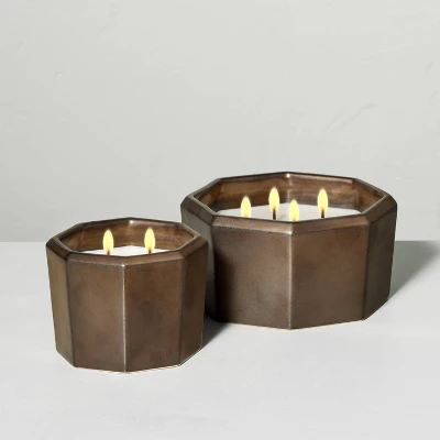 Octagonal Ceramic Cashmere & Suede Fall Jar Candle Metallic Bronze - Hearth & Hand™ With Magnolia 5 Octagonal Ceramic Cashmere & Suede Fall Jar Candle Metallic Bronze - Hearth & Hand™ With Magnolia - Image 3