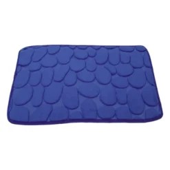 Unique Bargains Bathroom Rugs Polyester Bath Mat Machine Washable Dark Blue Cobblestone Pattern 23.62"x15.75" -Baxton Studio Store GUEST c30238e5 3f76 450d 881f e1e4ded868b5