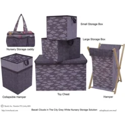 Bacati - Clouds In The City White/Gray Storage Box Small -Baxton Studio Store GUEST c598866c 6246 49ec b32b 6ddcea736c5d