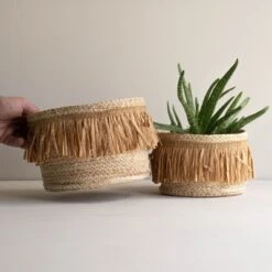 Set Of 2 Natural Woven Natural Seagrass & Faux Raffia Basket - Foreside Home & Garden -Baxton Studio Store GUEST c5a6b0d8 2ee4 4b6c 8078 8ff12005ee14