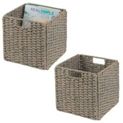 MDesign Woven Seagrass Home Storage Basket For Cube Furniture, 2 Pack -Baxton Studio Store GUEST c5b7dcf0 5efb 4944 959c 19db168a5660