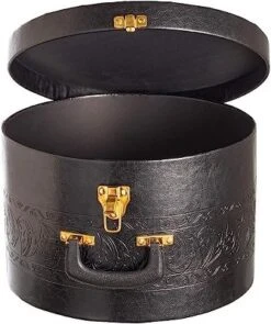 Creative Scents Round Hat Box Container With Gold Locking Lid And Sturdy Handle -Baxton Studio Store GUEST c61f0621 db76 47d9 926a d2e4c844c693
