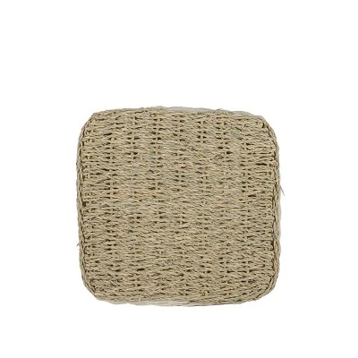 10 Inch Basket White Seagrass & Rope By Foreside Home & Garden 4 10 Inch Basket White Seagrass & Rope By Foreside Home & Garden - Image 2