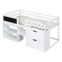 Twin Size Low Loft Bed With Rolling Desk, Shelves And Drawers - ModernLuxe 18 Twin Size Low Loft Bed With Rolling Desk, Shelves And Drawers - ModernLuxe -Baxton Studio Store GUEST c6eaeb63 277d 4518 90fc 78c9ee3d5a14
