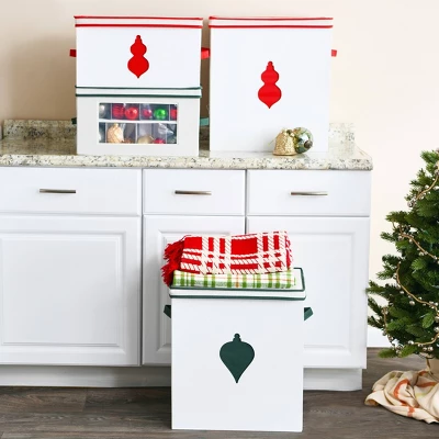 Household Essentials Ornament Storage Chest With 24 Pockets Green 7 Household Essentials Ornament Storage Chest With 24 Pockets Green - Image 5