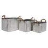 Set Of 3 Rustic Whitewashed Pattern Galvanized Metal Decorative Storage Bins With Faux Leather Handles - Foreside Home And Garden -Baxton Studio Store GUEST c9ead2a6 f971 4302 afd3 6bb5e98864aa