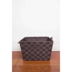 Home Basics Polyester Woven Strap Open Bin, Brown -Baxton Studio Store GUEST cb3cad8c d966 4734 8bee 2993af689071