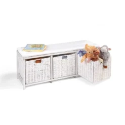 Badger Basket Kid's Storage Bench With Woven Top And Baskets White -Baxton Studio Store GUEST ce1b80e9 34b6 453d b7d7 049bc47e33cc