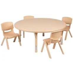 Flash Furniture 45" Round Plastic Height Adjustable Activity Table Set With 4 Chairs -Baxton Studio Store GUEST d0a6d3d3 33d4 4360 b534 cb4ab114f752