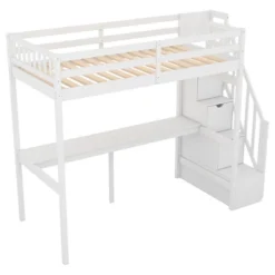 Twin Size Loft Bed With Storage Staircase And Built-in Desk-ModernLuxe -Baxton Studio Store GUEST d0ea4a0d 7a60 4adc a79d 04957f6fddd4