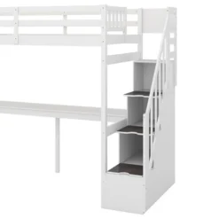 Twin Size Loft Bed With Storage Staircase And Built-in Desk-ModernLuxe -Baxton Studio Store GUEST d284e7b1 7c97 4c80 bd0e bbfc2de14f59