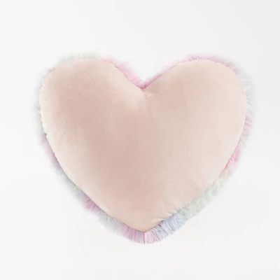 Teen Rainbow Tie Dye Fur Heart Throw Pillow Yellow/Blue/Pink - Makers Collective 3 Teen Rainbow Tie Dye Fur Heart Throw Pillow Yellow/Blue/Pink - Makers Collective